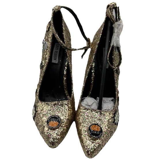 NEW Cape Robbin Pointy Toe Glitter Embellished Chunky High Heel Ankle Strap 8.5 - Picture 2 of 14